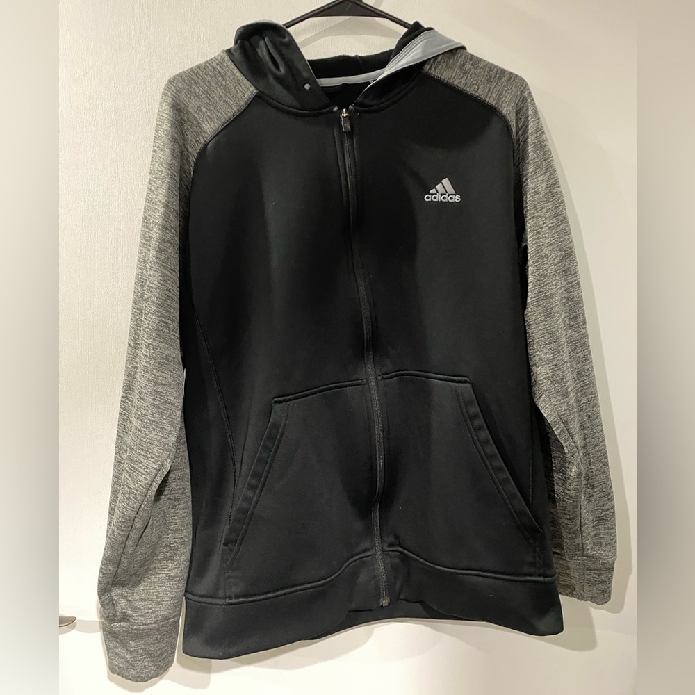 Adidas zip up hoodie. Black/grey. Large